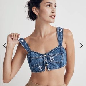 Madewell Denim Sweetheart Bralette in Stamped Floral